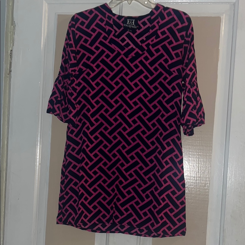 Escapada - Pink and Black Geometric dress- XS